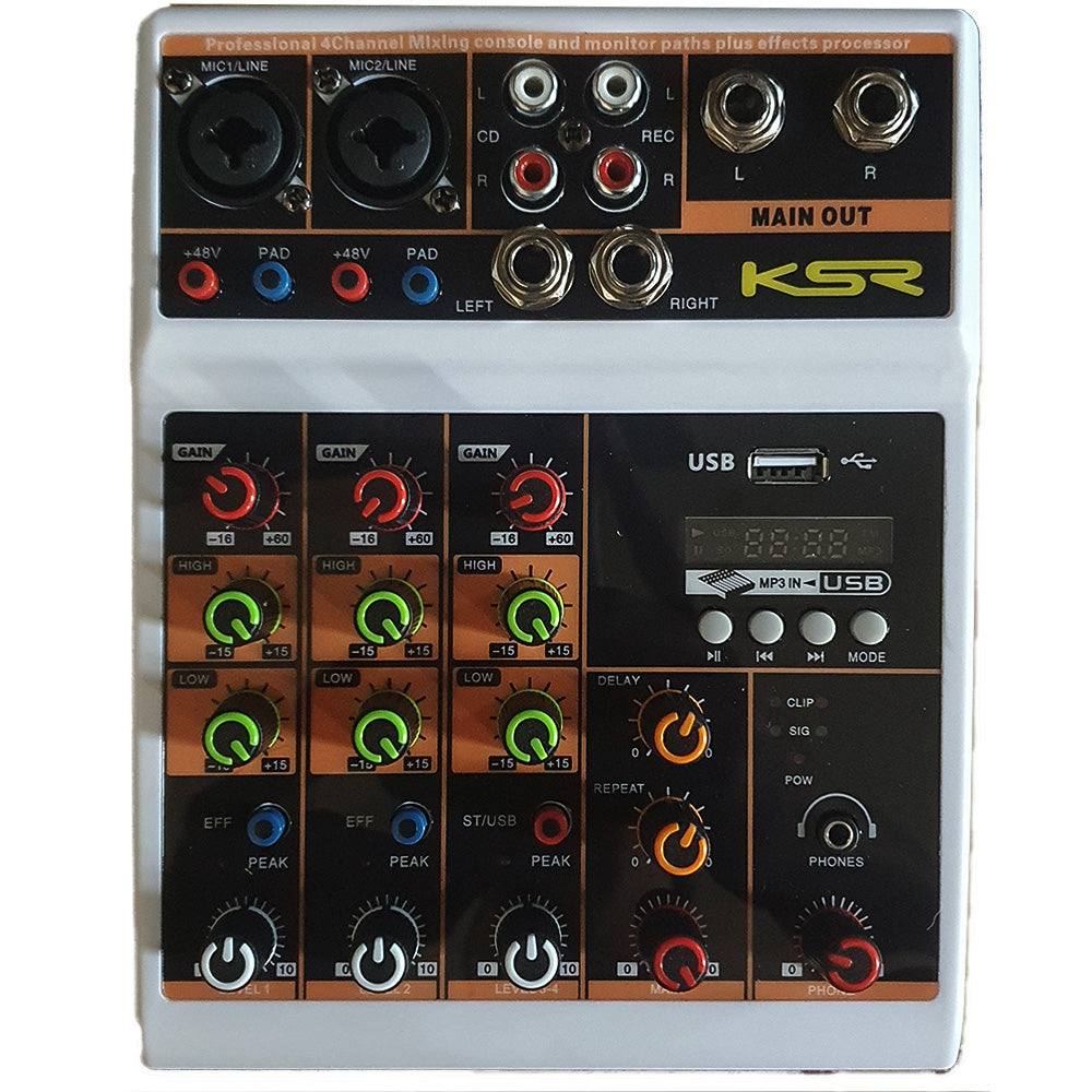 Mesa De Som 4 Canais Interface USB Bluetooth Phantom KSR KTL4 (DS)